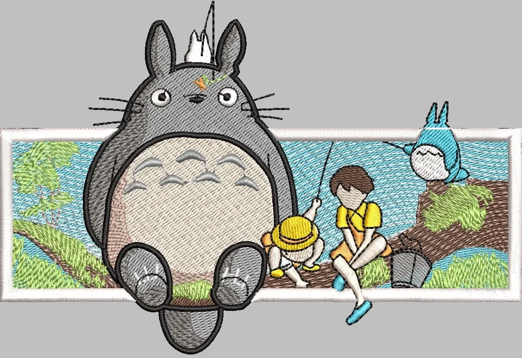  Totoro with Satsuki Mei and Chu Totoro Embroidery  embroidery pattern preview