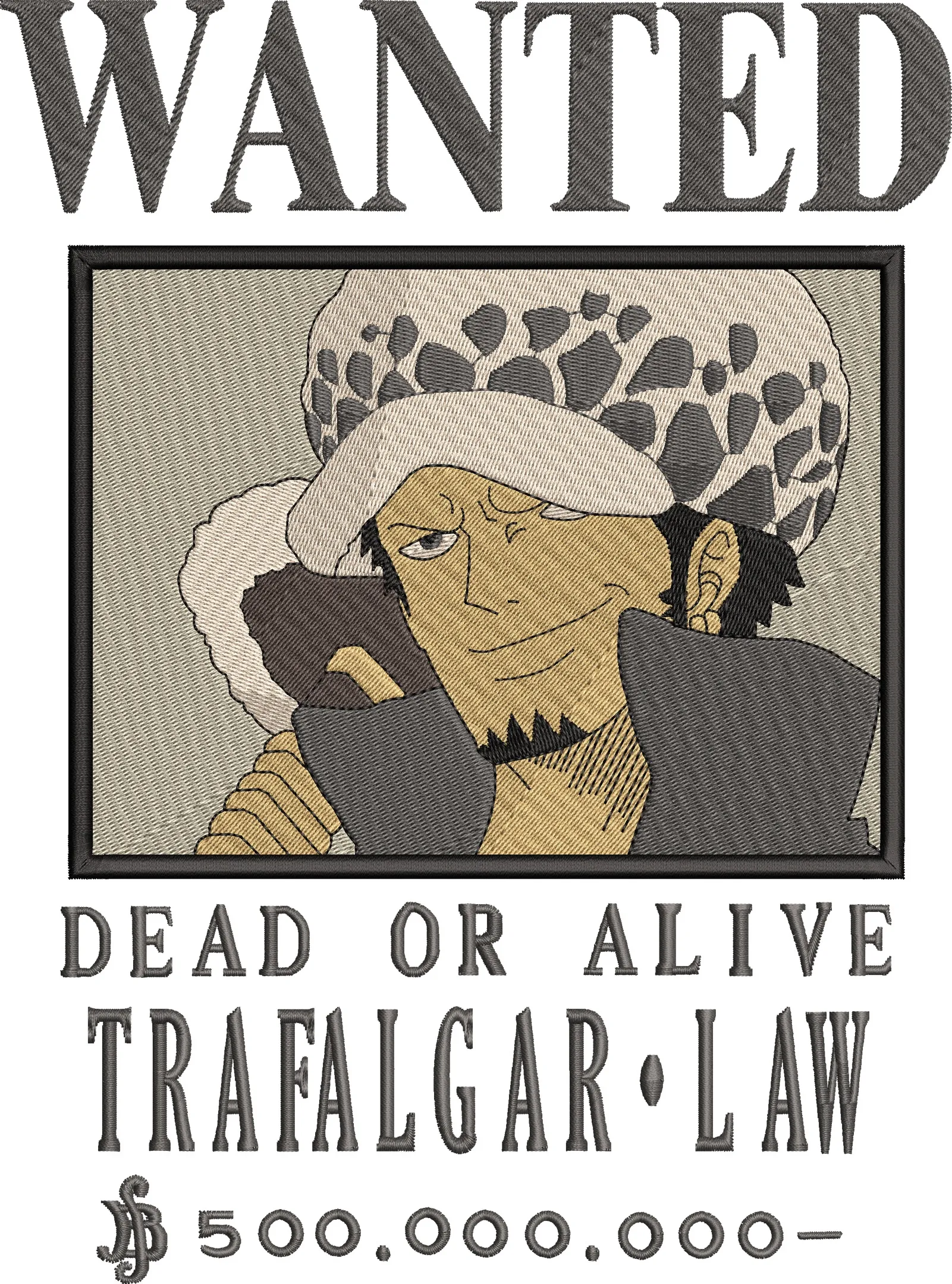  Trafalgar Law Wanted Poster Embroidery  embroidery pattern preview