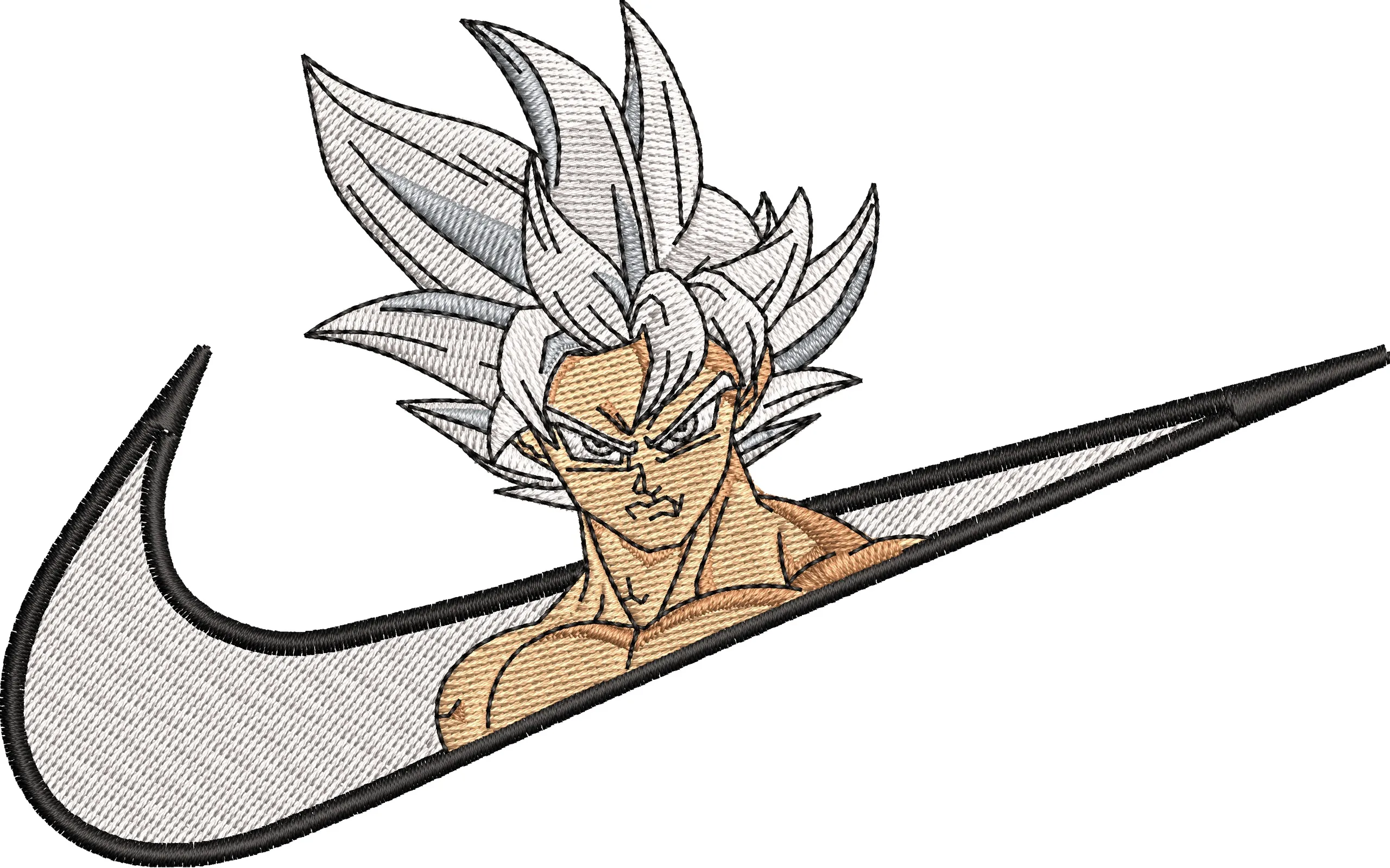  Ultra Instinct Goku in Nike Swoosh  embroidery pattern preview