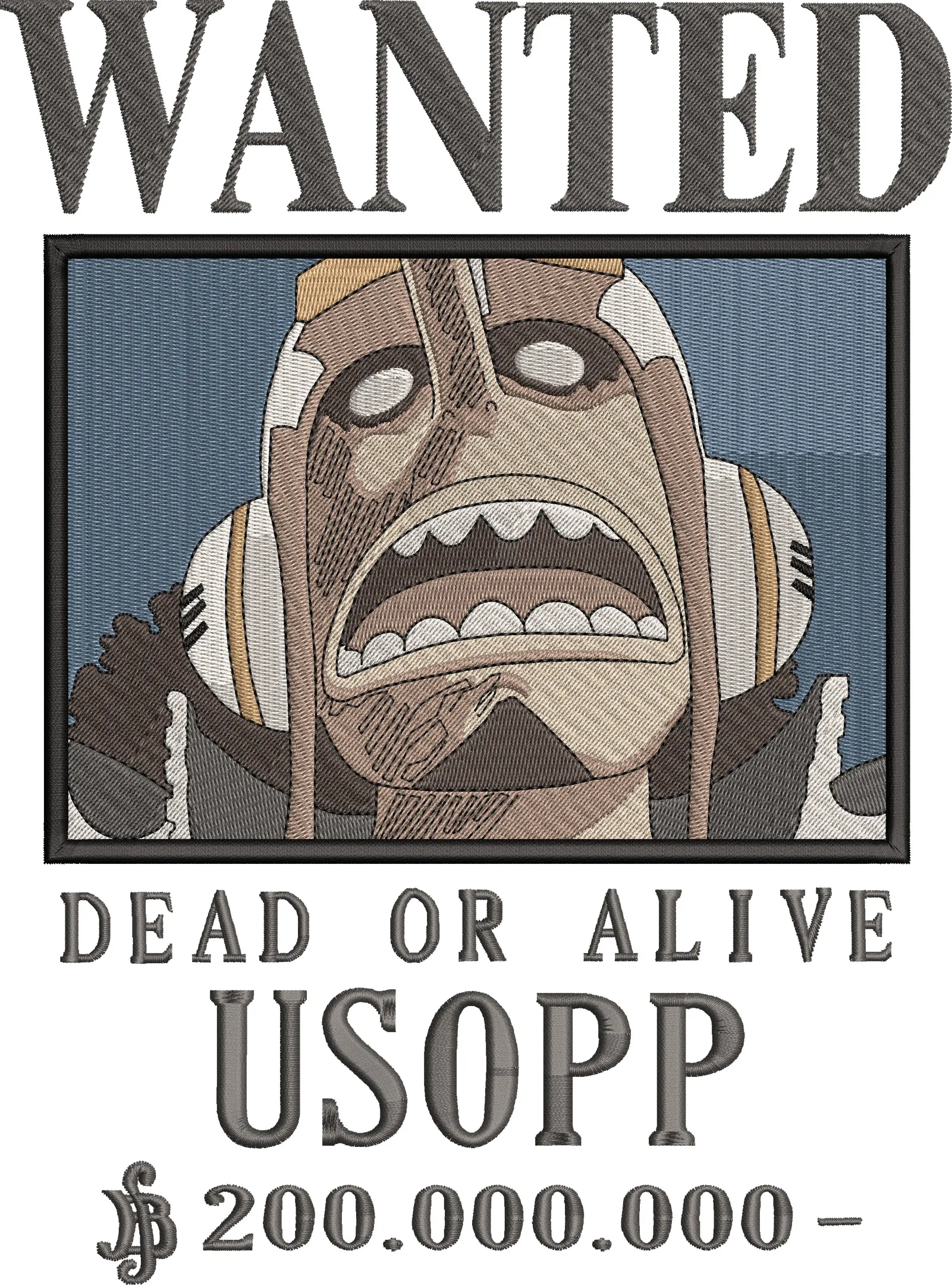  Usopp Wanted Poster Embroidery Style  embroidery pattern preview
