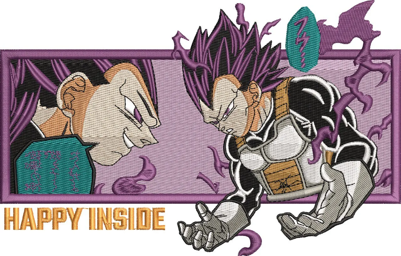  Vegeta Embroidered Patch with Purple Aura  embroidery pattern preview