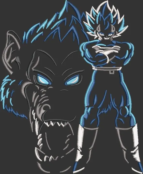  Vegeta Super Saiyan Blue with Great Ape Outline  embroidery pattern preview