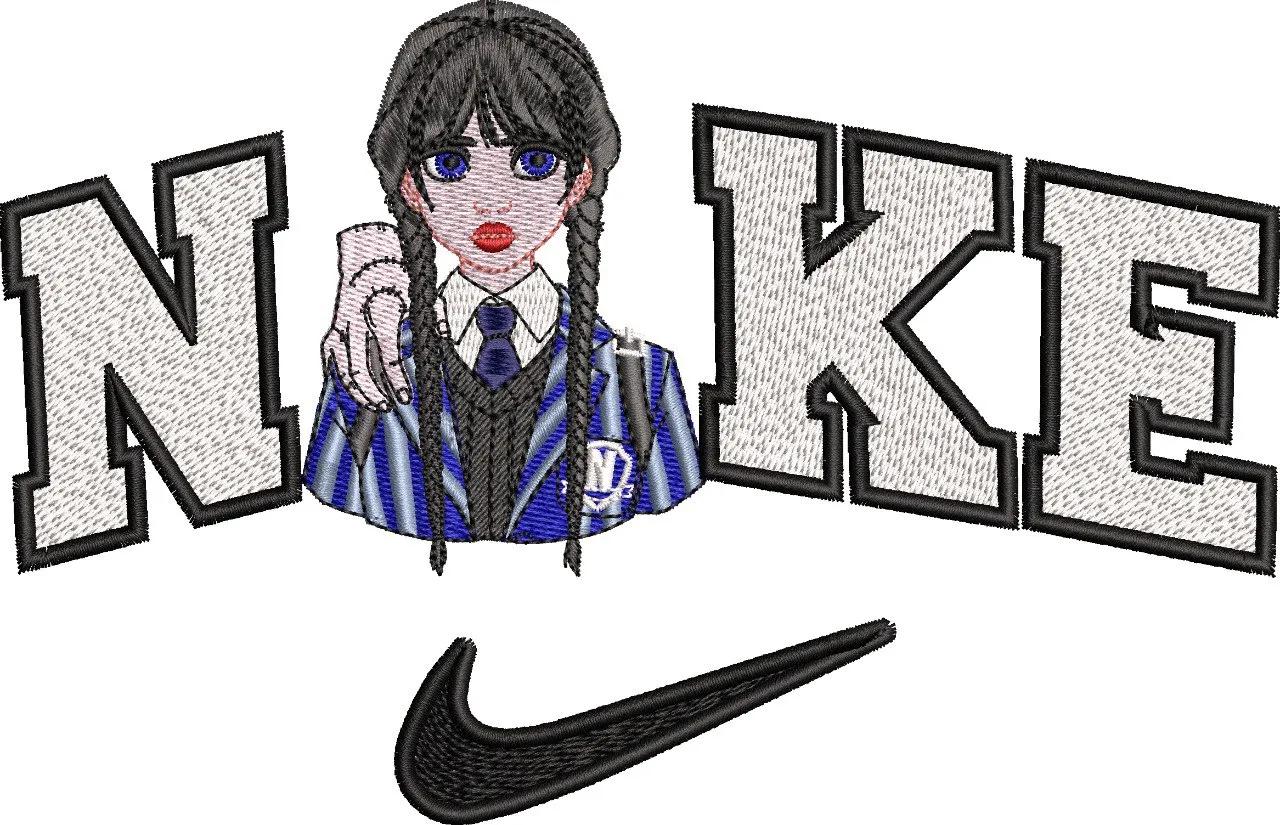  Wednesday Addams with Nike Logo  embroidery pattern preview