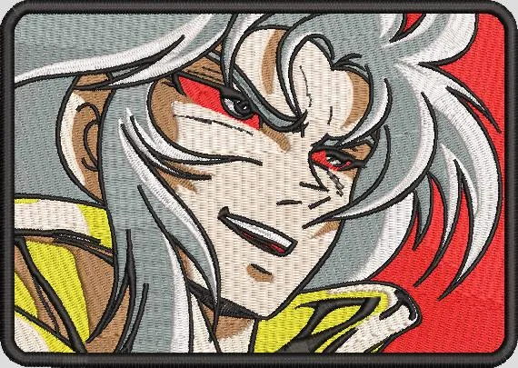  White Haired Anime Character Embroidered Patch  embroidery pattern preview