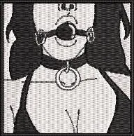  Woman with Collar and Gag Ball Black and White  embroidery pattern preview