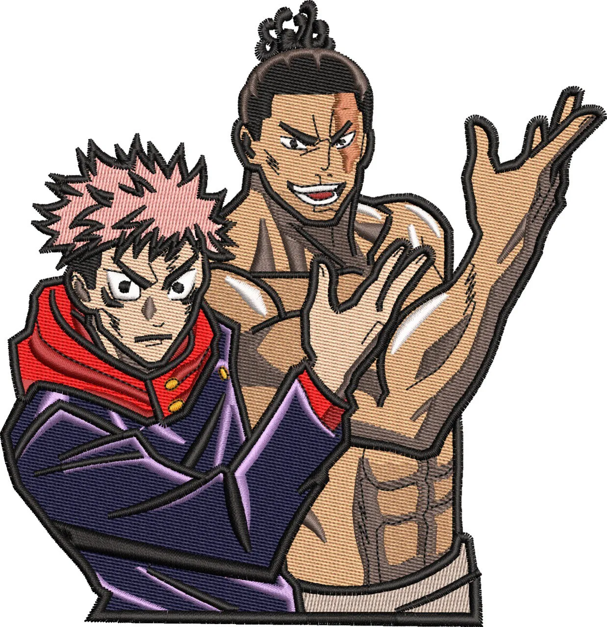  Yuji Itadori and Aoi Todo Duo Pose  embroidery pattern preview
