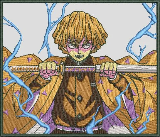  Zenitsu Agatsuma with Lightning Katana  embroidery pattern preview