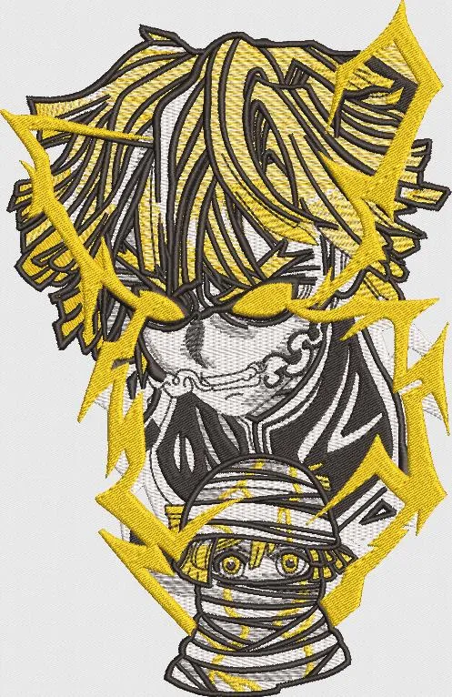  Zenitsu Agatsuma with Thunder Effects  embroidery pattern preview