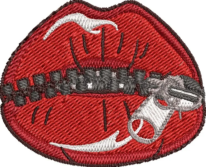  Zippered Red Lips Patch  embroidery pattern preview